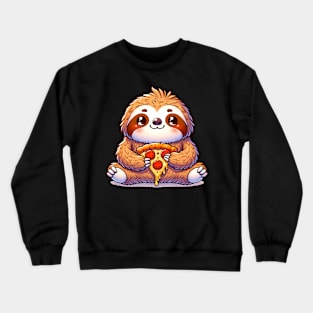 Cute Sloth with a Slice of Pizza Crewneck Sweatshirt